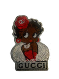 Glittered patch silver and red