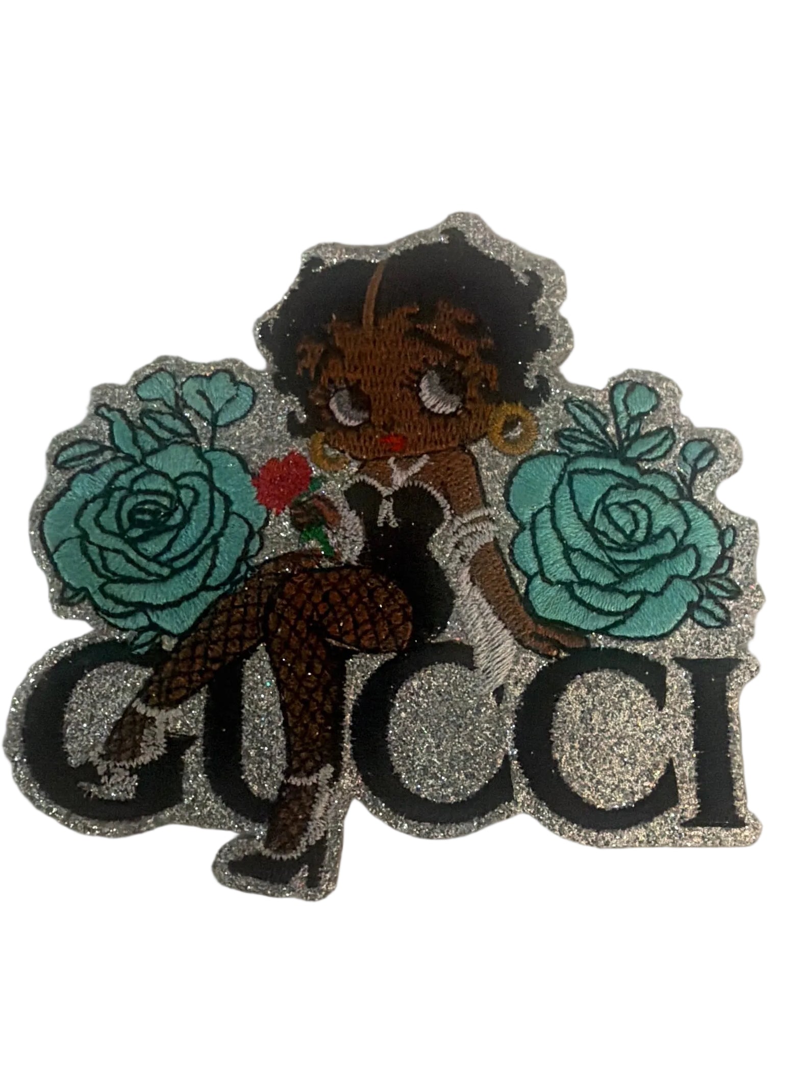 Silver with turquoise roses