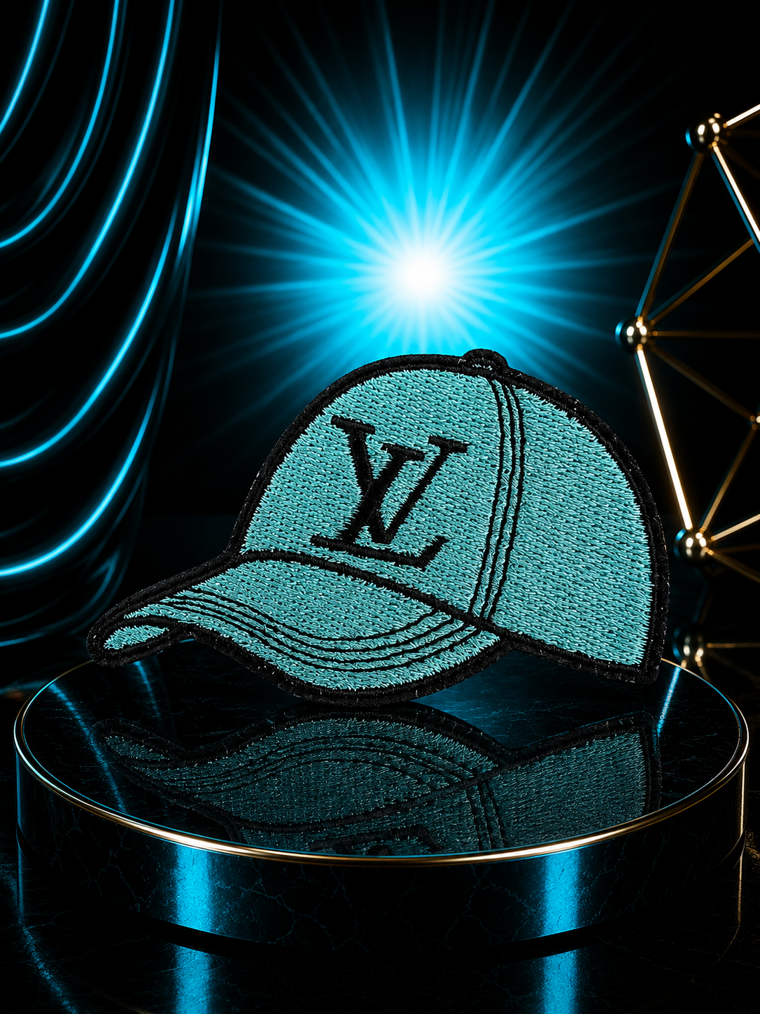 Teal Hat Iron On Patch