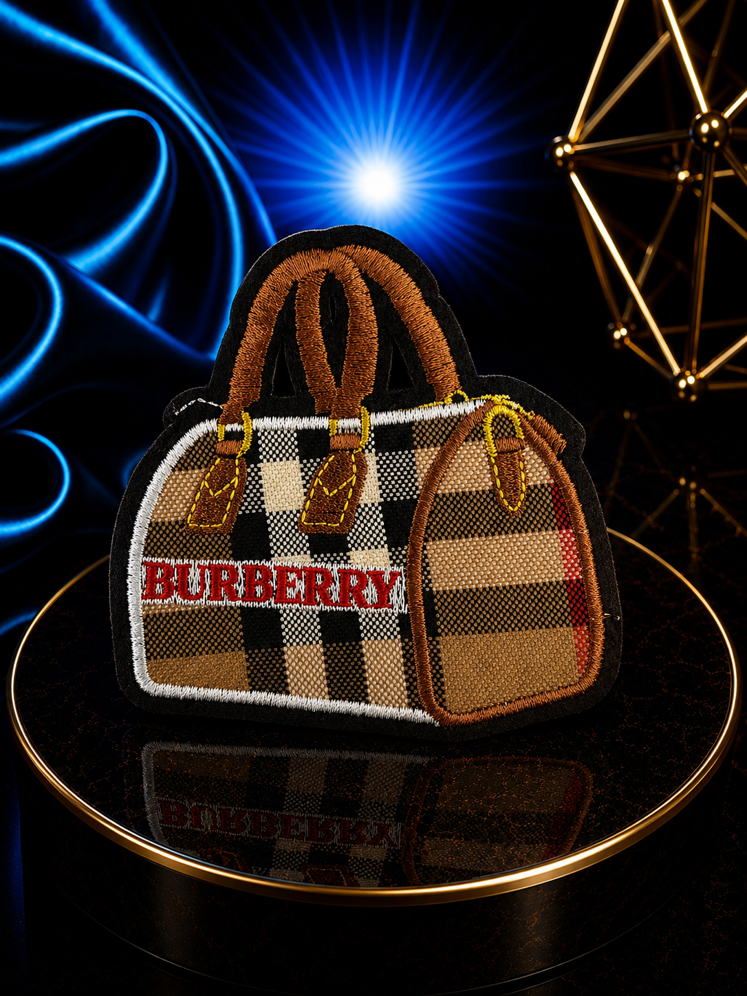 Plaid Purse Shaped Iron On Patch
